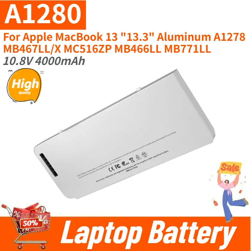 Laptop Battery A1280 10.8V 4000mAh for Apple MacBook 13 