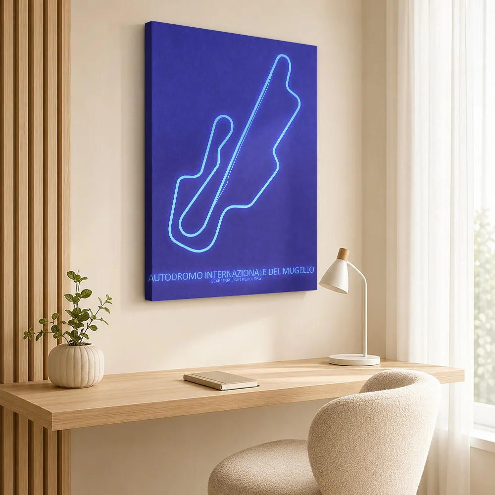 Mugello Circuit Map Framed Canvas Poster Clean Graphic Design Canvas Wall Art With Personalized Photo For Study Ideal Fan Gift