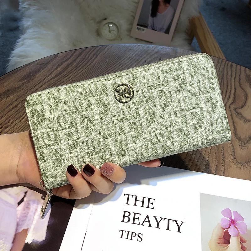 Original Design Genuine Leather Long Wallets Fashion Letter Print Women Clutch Bags High Capacity Cowhide Purse For Mobile Phone