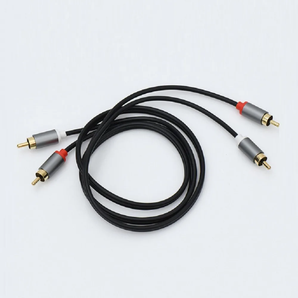 Shielded Double Lotus Head Audio Aux Cable Male-Male HIFI 2RCA To 2RCA Amplifier Cable 1m/1.5m/2m/3/5m Gold-plating