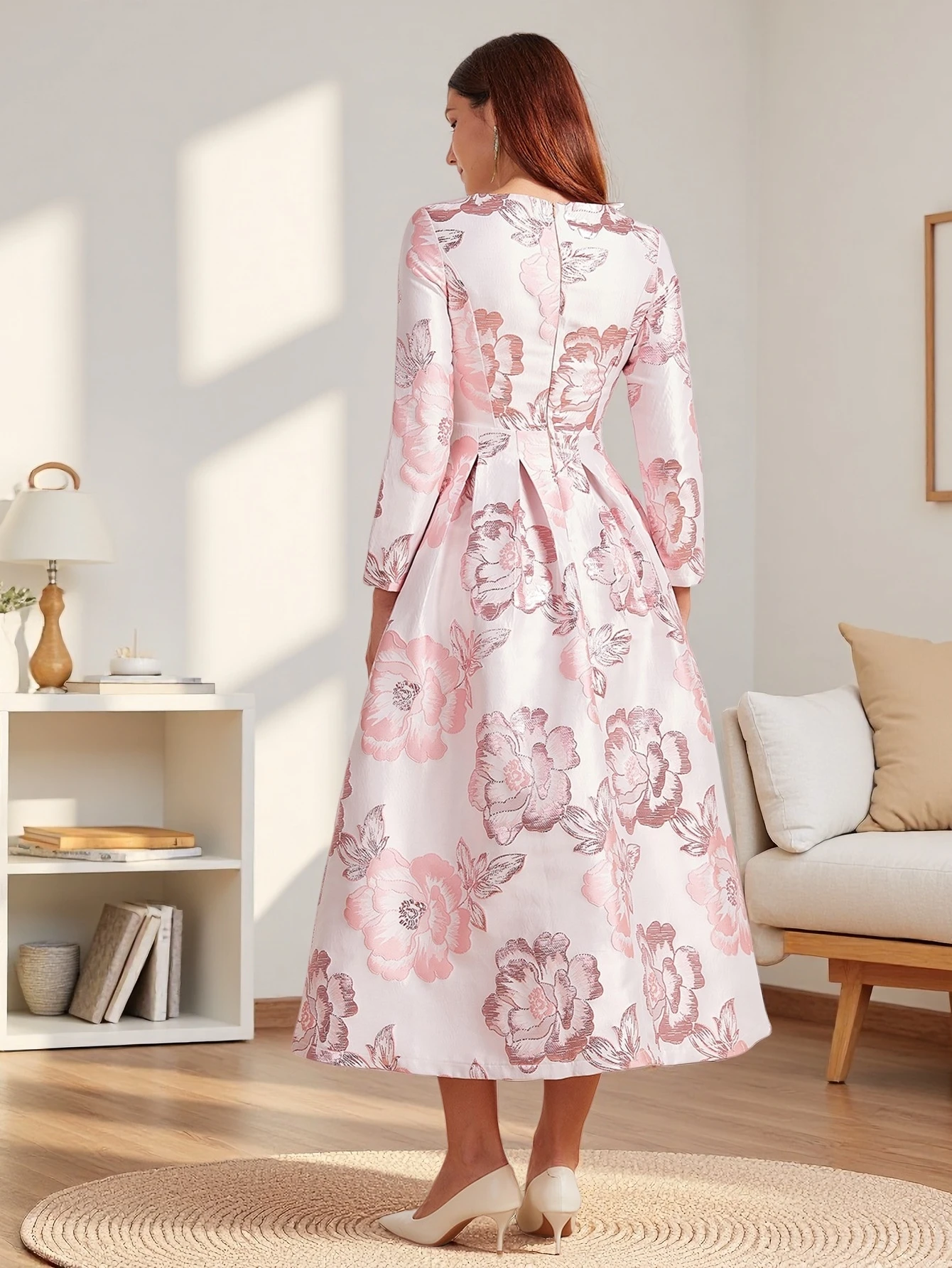 Devchata-女性のための長いジャカードドレス,エレガントで豪華な服,自由奔放に生きるスタイル,花柄,ファッション,パーティー,イブニング,カジュアル,新しいデザイン