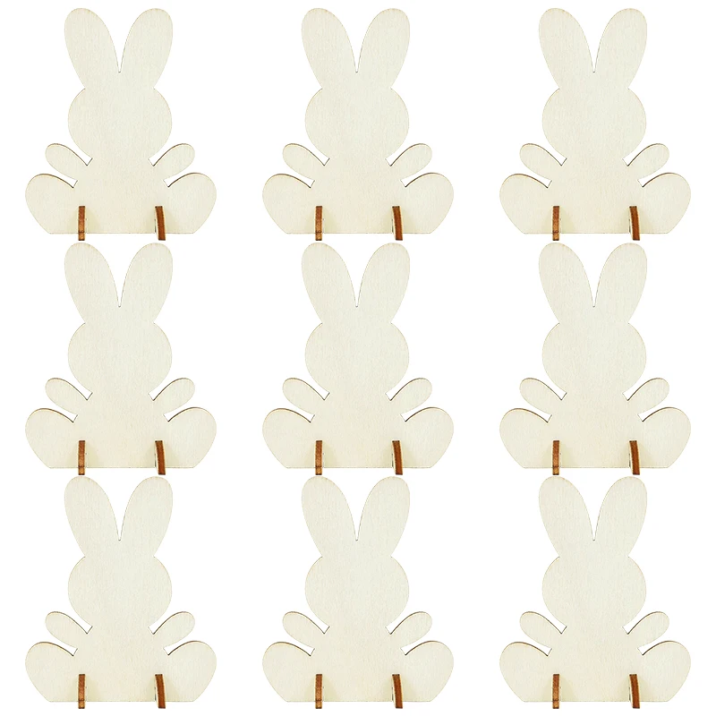 

10pcs Easter Wood Bunny Rabbit DIY Wooden Crafts Kids Favor Gift Easter Party Home Desktop Decoration Ornament