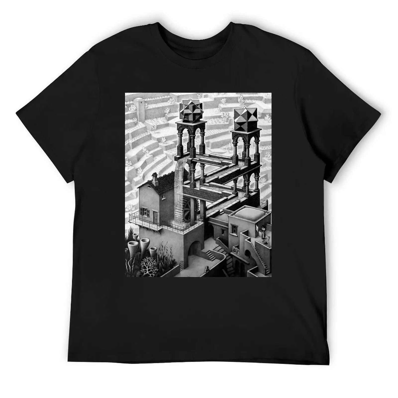 Waterfall, by M.C. Escher T-Shirt boys animal print cotton graphic tees shirts graphic tee mens t shirts top quality