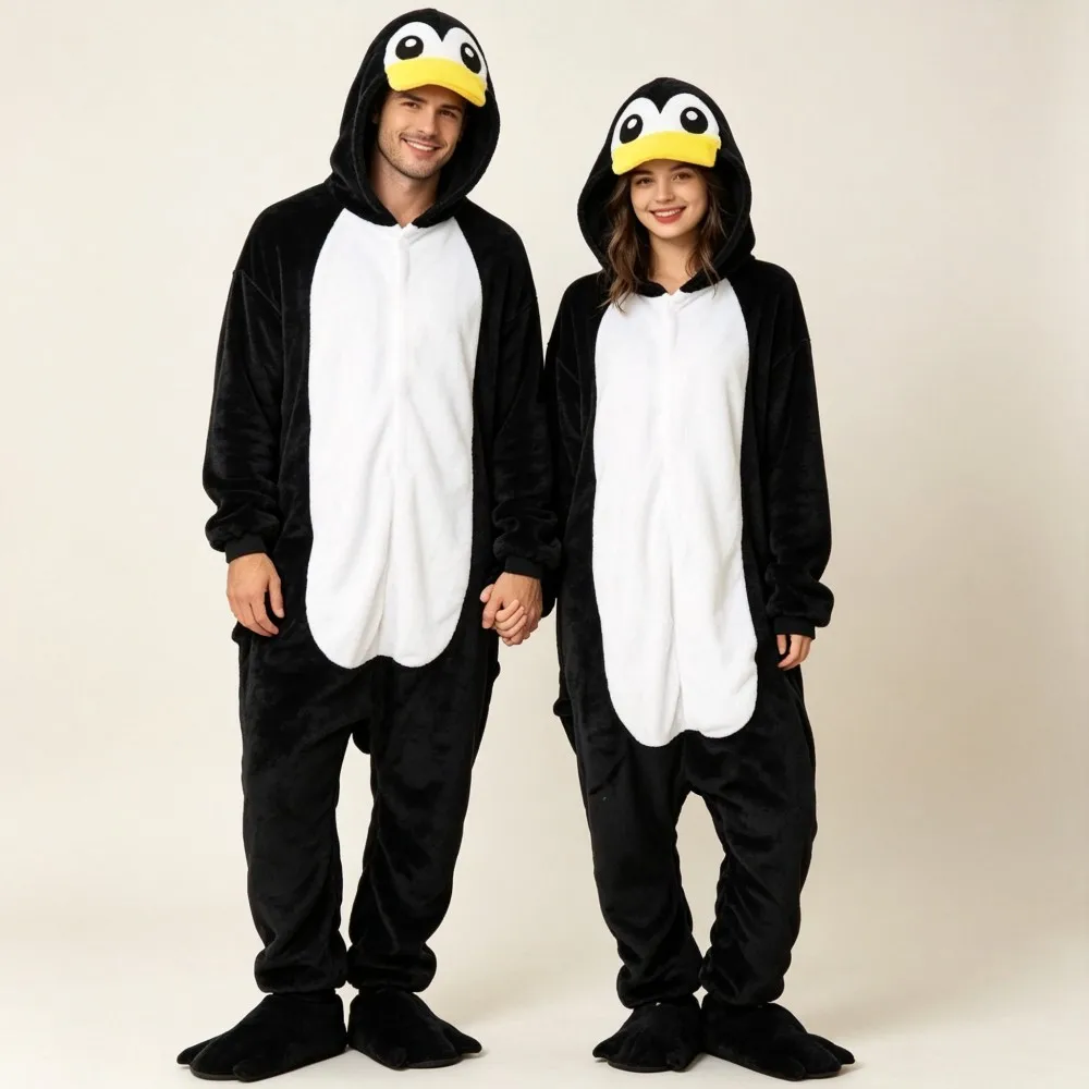 Women Men Leopard Kigurumi Pajamas One Piece Hooded Jumpsuits Adult Flannel Winter Warm Homewear Nightwear Overalls Adult Onesie