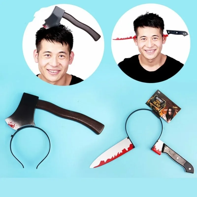 1 Uds. De juguetes divertidos aterradores para perros/gatos/mascotas de Halloween, accesorios para actuaciones de Halloween, sierra de hacha de plástico, cuchillo para uñas, tocado, escena de sangre, recuerdos de fiesta