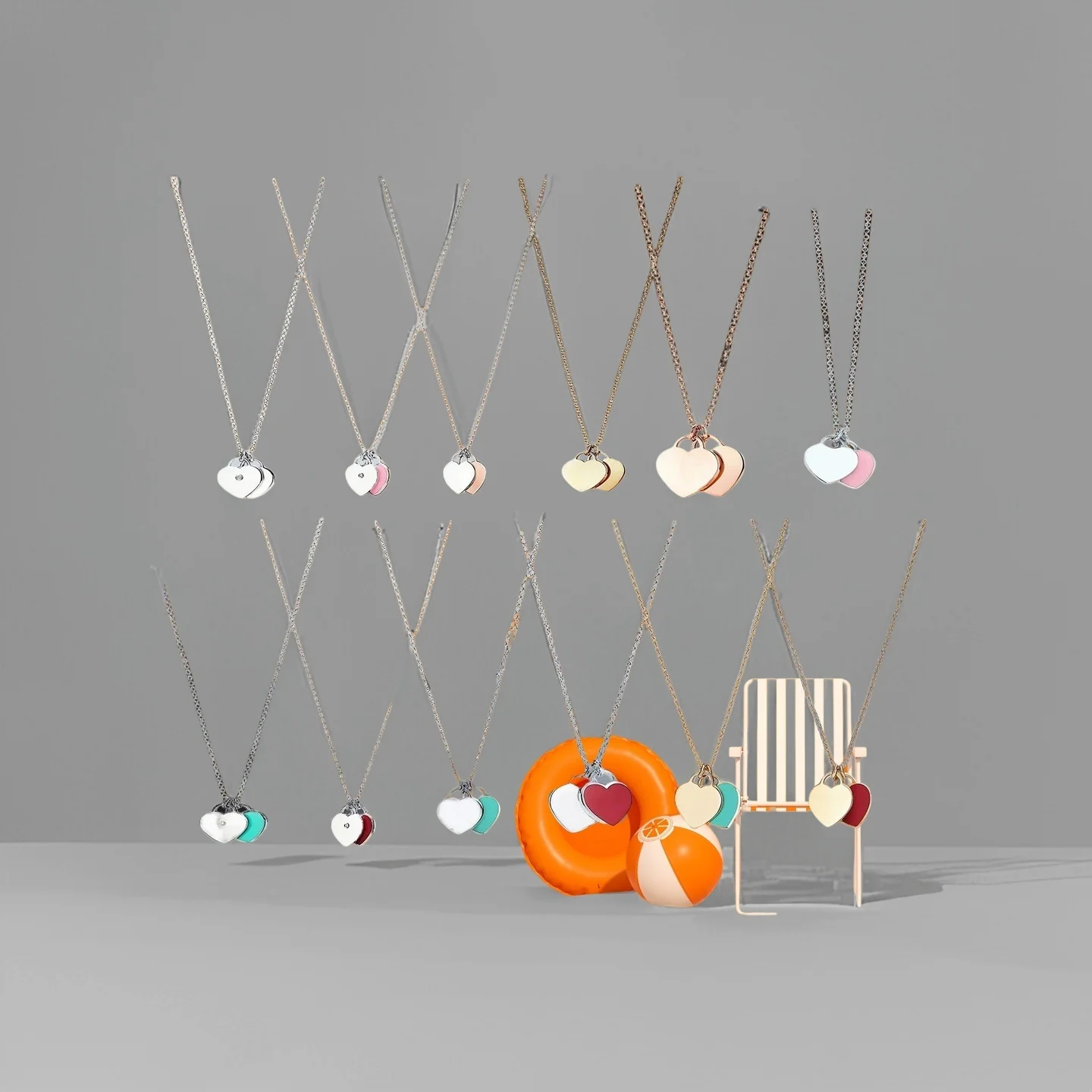 

Роскошное высококачественное персиковое колье в форме сердца, эмалевый кулон в форме сердца, подарок на День святого Валентина.