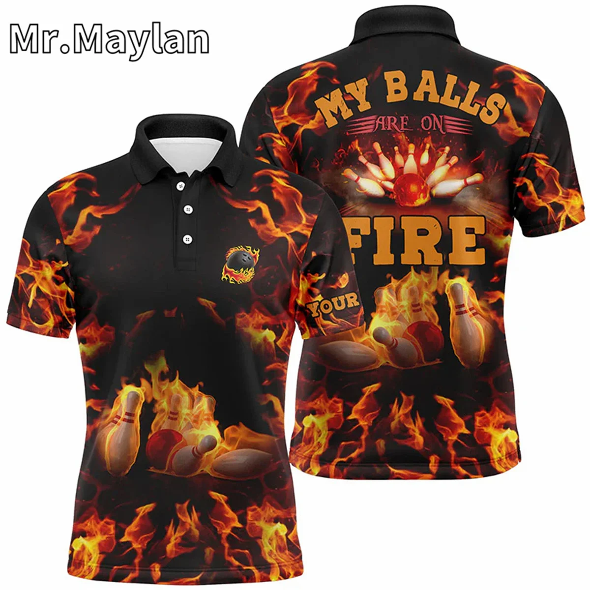 3D Personalized Men Polo Bowling Shirts Camo Balls and Pins Team Short Sleeve Shirt Bowlers Jersey Gifts For Bowlers Unisex Tops