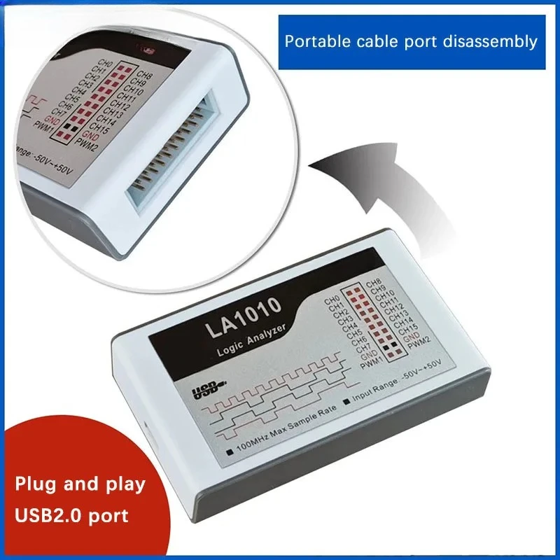 Logic Analyzer LA1010 16 Channels 100M Sampling Rate Embedded Tool With Supporting Software