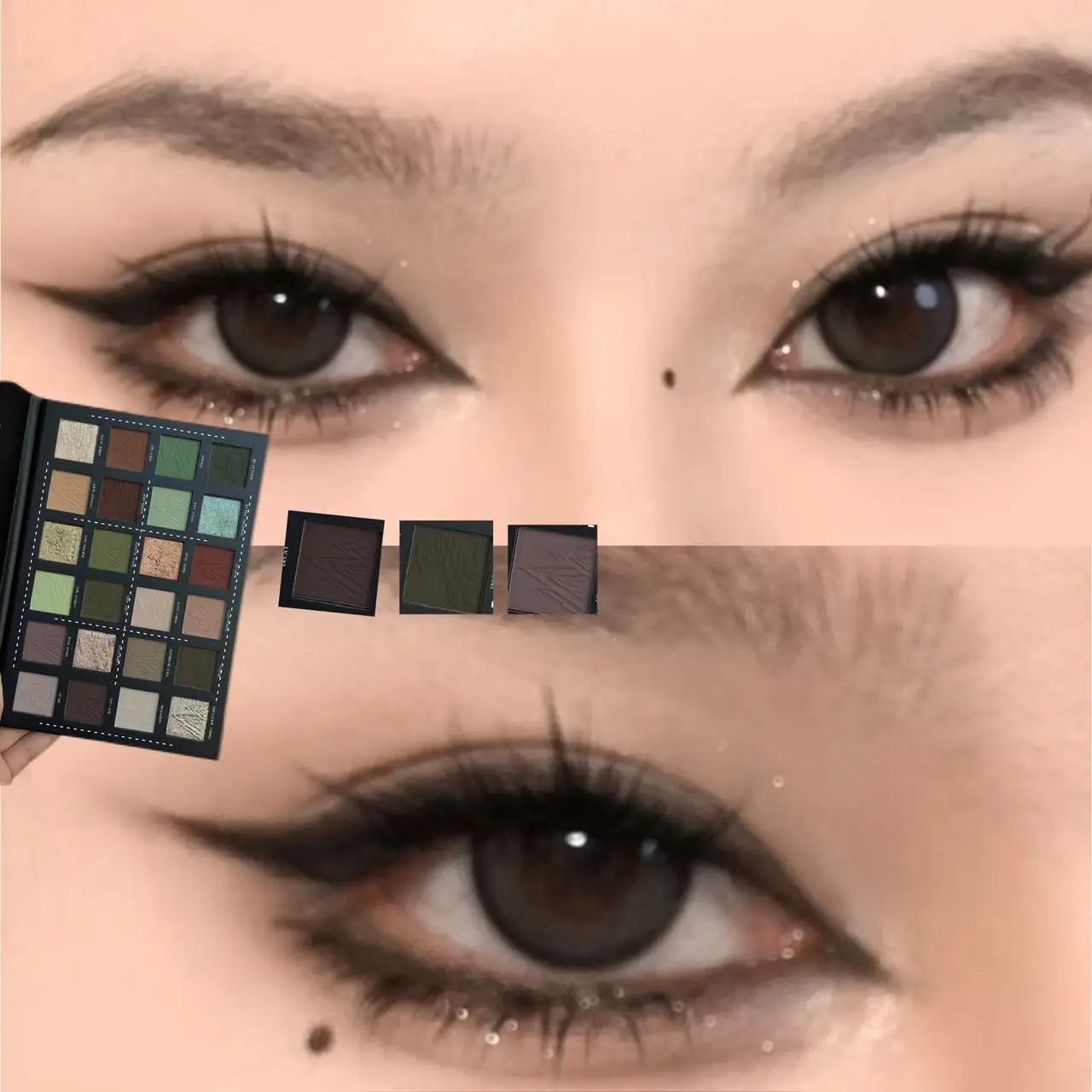 24 Colors Eyeshadow Book Palette Matte Shimmer Glitter Pigmented Green Brown Nude Eye Shadow Makeup Palette for Smokey Eye Looks