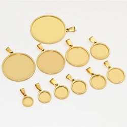 5pcs Never Fade Stainless Steel 10-40mm Inner Size Pendant Cabochon Base Cameo Blank Setting Charm Tray for DIY Jewelry
