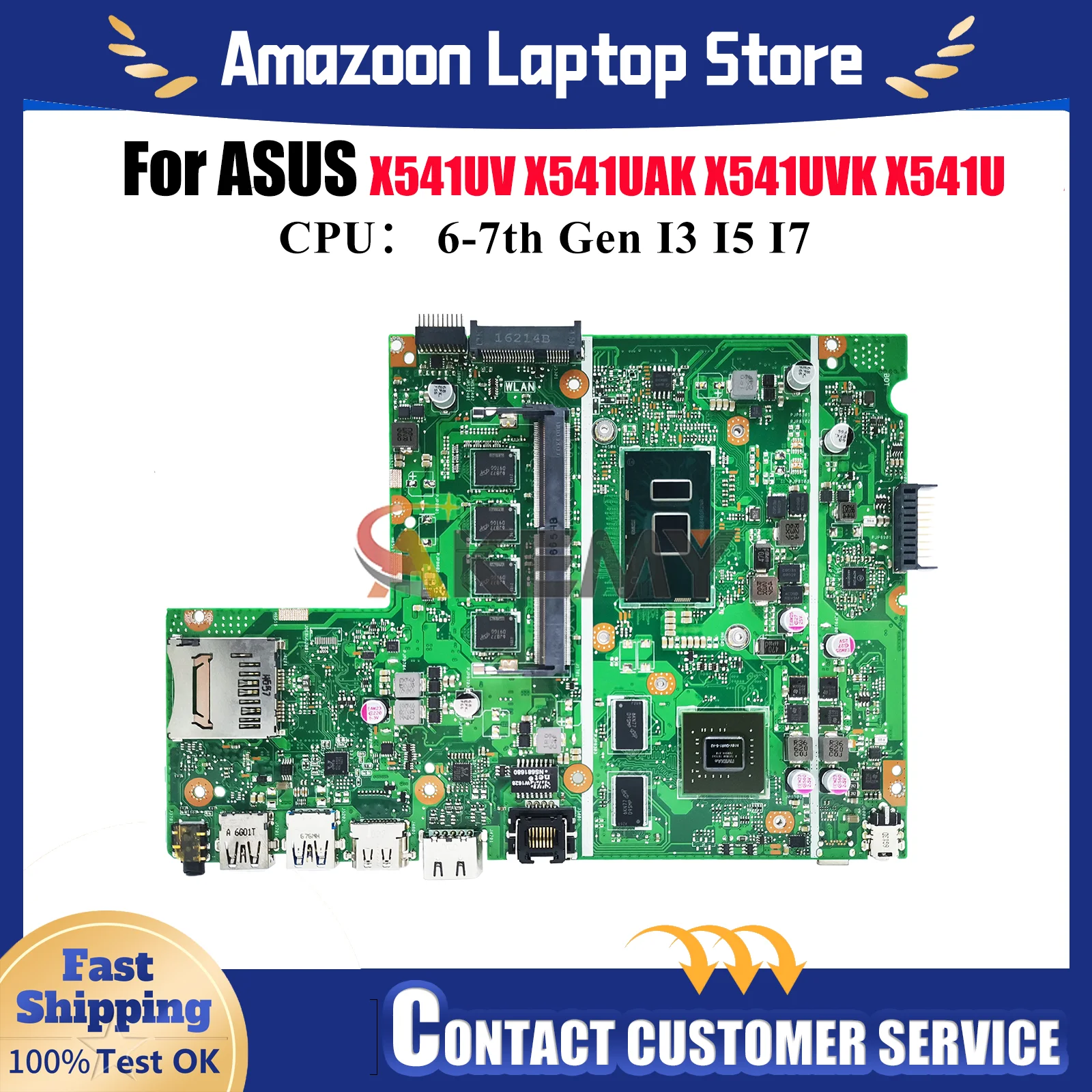 

X541UV Laptop Motherboard For ASUS VivoBook X541UJ R541U A541U F541U A541U X541UV X541UAK X541U X541UVK Mainboard I3 I5 I7 CPU