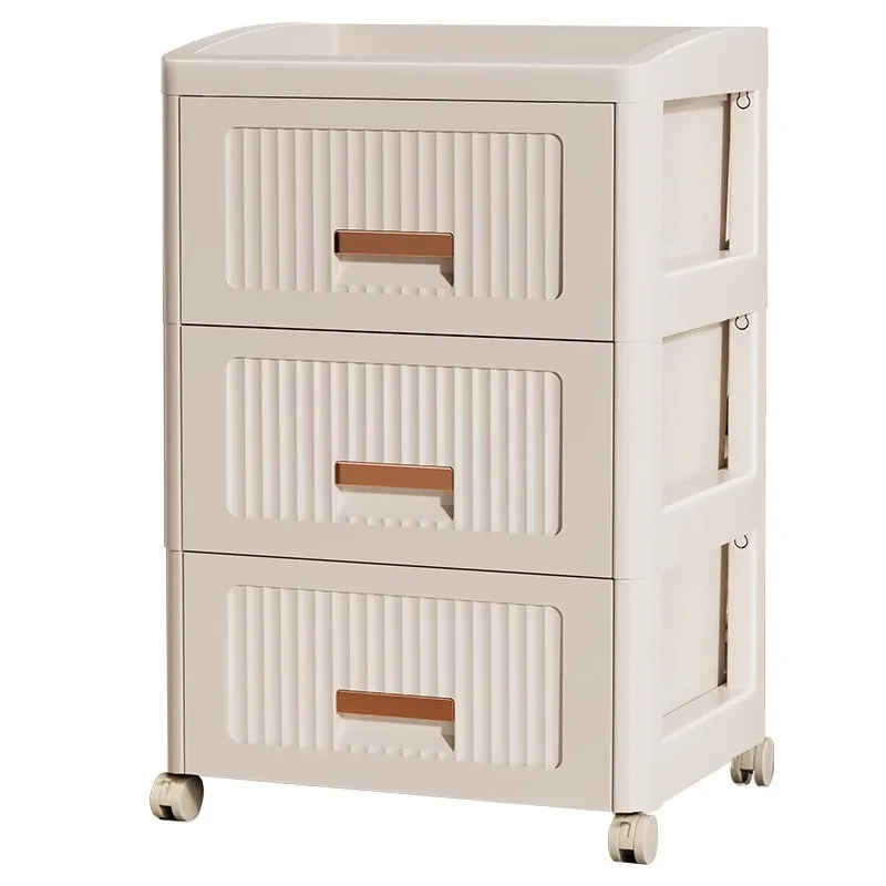 Household bedroom drawer bedside table, enlarged  thickened storage cabinet, multi-layer convenient cream wind finishing cabinet