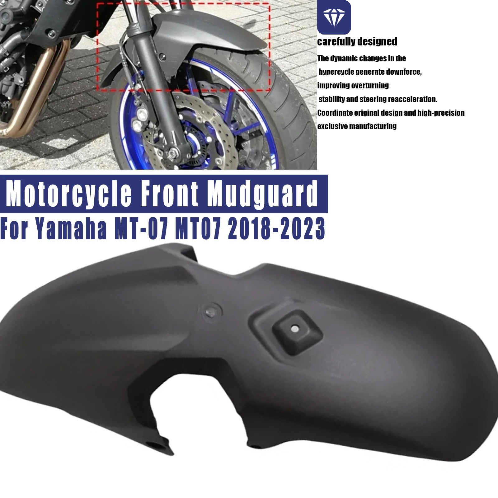 Motorcycle Front Wheel Fender Mudguard For Yamaha MT-07 MT07 2018-2023 Mudflap Splash Mud Guard Cover ABS Carbon Fiber