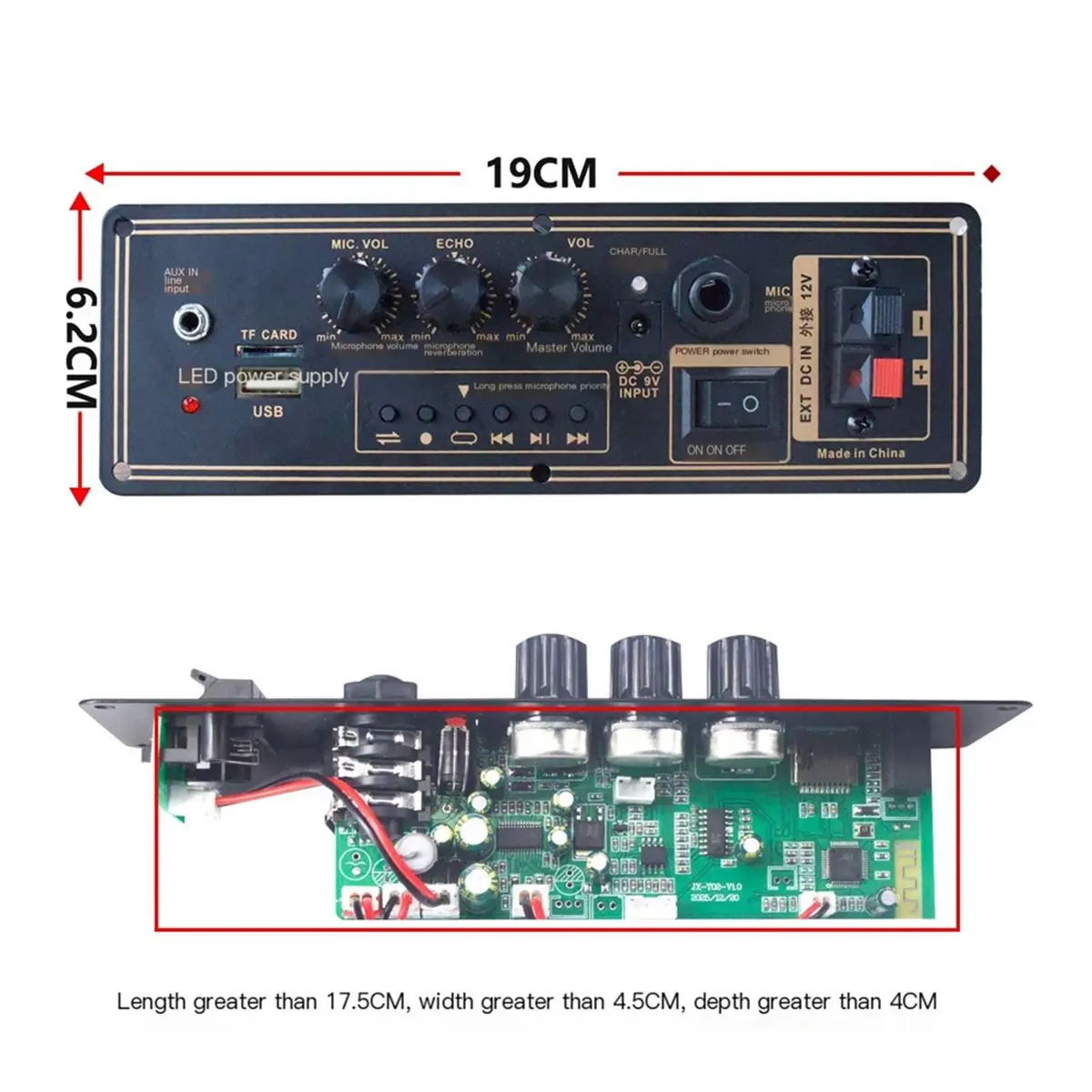 (DT37) Bluetooth 5.3 Amplifier Board,12V Power Supply,for Car Audio&Portable Sound Systems,Support Bluetooth AUX TF-Card U-Disk