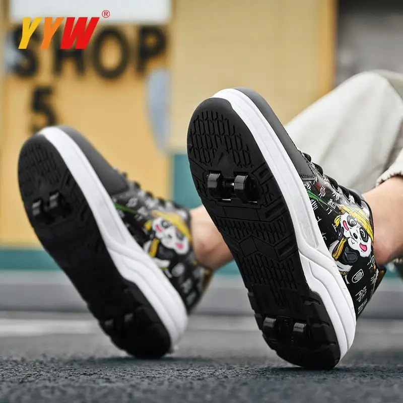 Detachable Kids 4 Wheels Portable Deform Roller Skates Shoes Blade Child Girls Boys Breathable Silding Gift Flying Sneaker