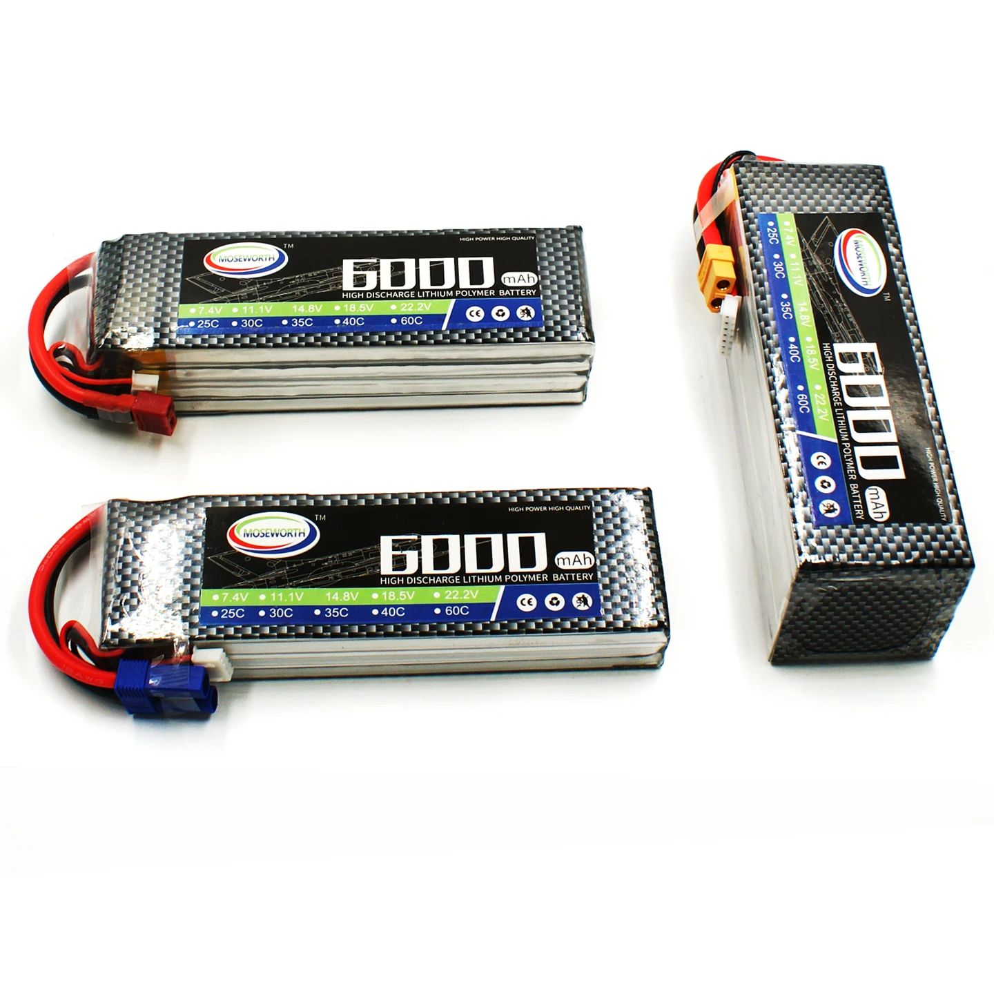 2PCS Lipo Battery 6000mAh 2S 60C 7.4V with Deans Plug Hardcase Lipo Battery for RC Car Vehicle Truck Tank Slash Truggy