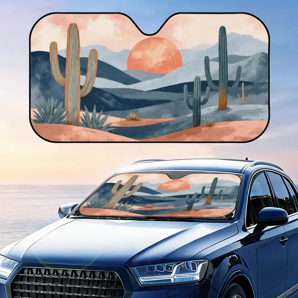 Boho Sunset Desert Sun Sun Visor Foldable Universal Car Windshield Sun Shade UV Protection Heat Insulation Foldable Cover