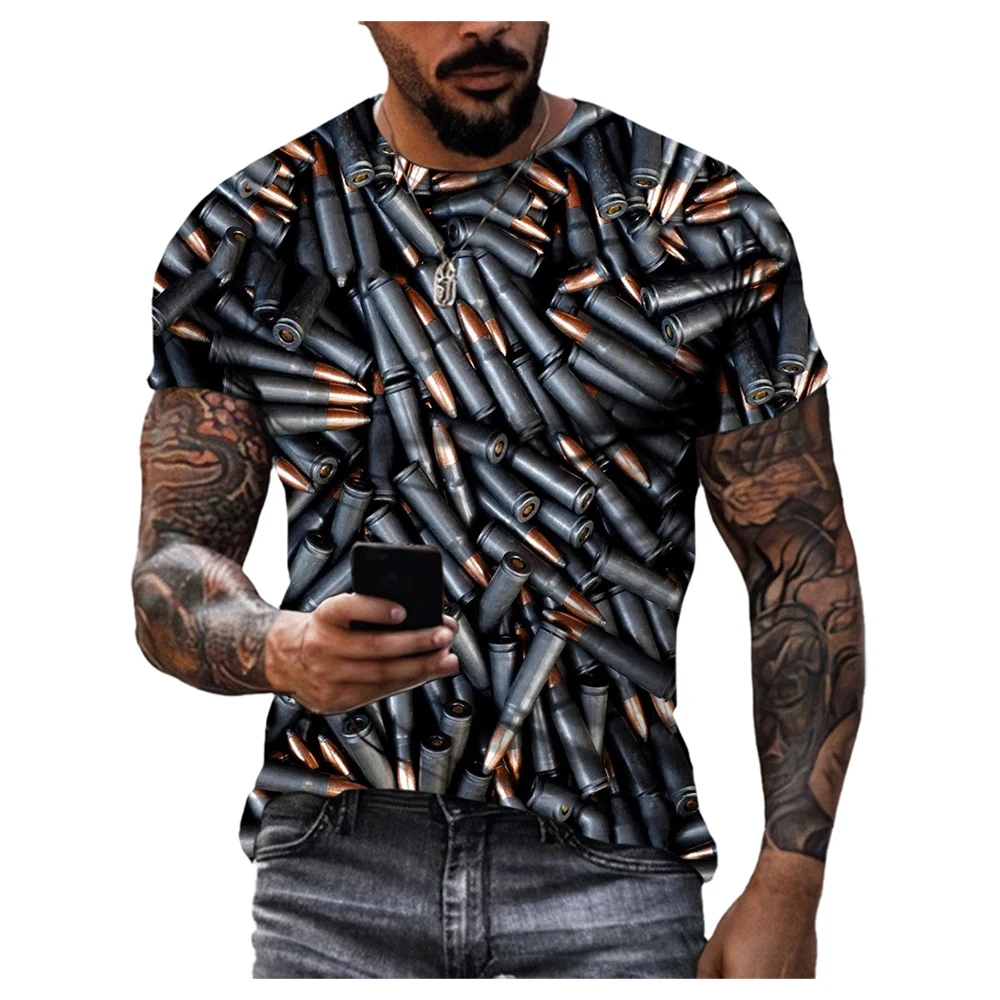 Bullet Pattern 3D Print T-Shirt Men Women Fashion Streetwear O-Neck Short Sleeve Oversized Harajuku Kids Tees Tops Man Clothing