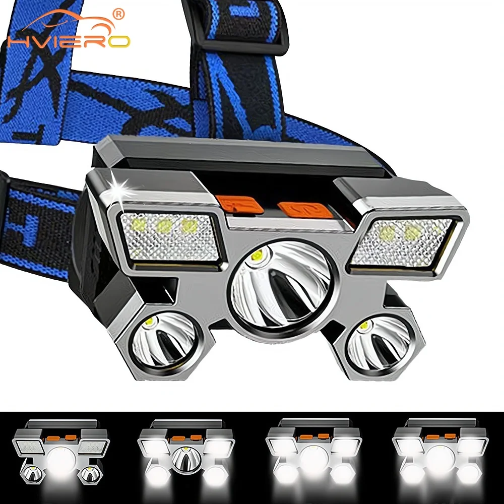 

5LED HeadLamp Rechargeable Built 18650 Battery Strong Lights Camping Adventure Fishing Head Lamp Flashlight Convenient Universal