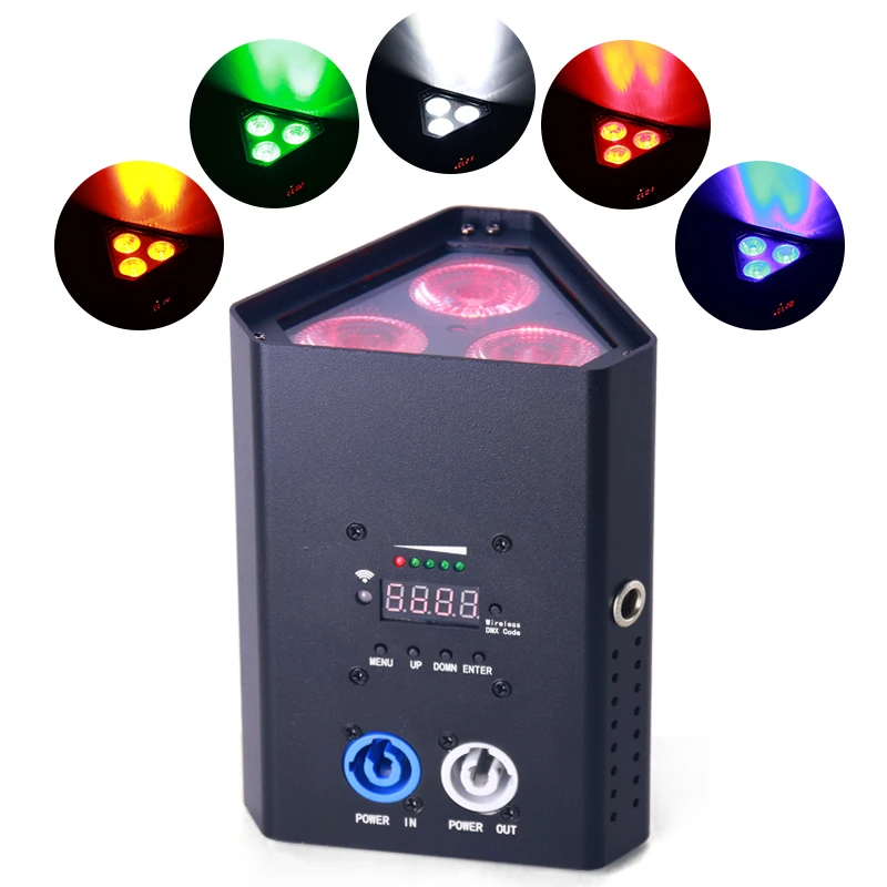 Wireless battery par lights RGBWA+UV 3*18W DMX/IR/APP control battery power led par can stage light