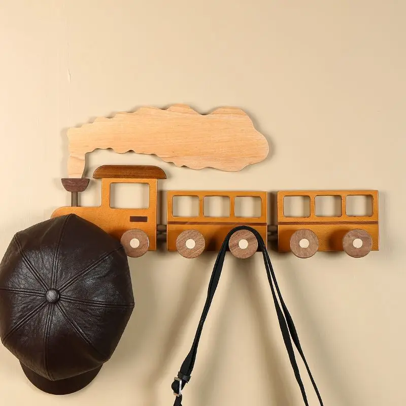 Solid wood hook house entrance door entrance wall  hanger coat rack free