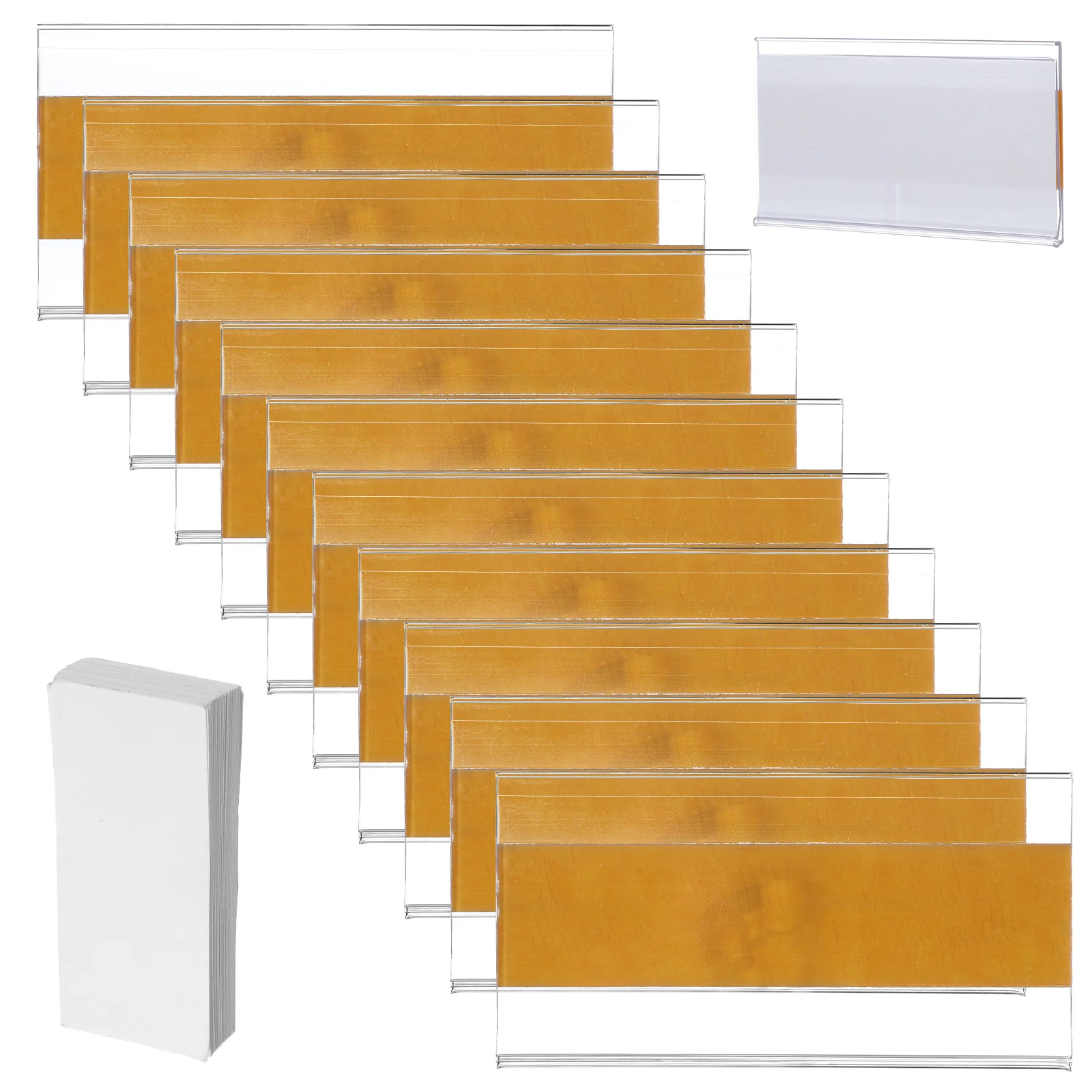 

60 pcs Transparent Label Holders For Storage Bins Shelf Tags Adhesive Drawer Labels Wire Shelving Organizer Basket Clips Pvc