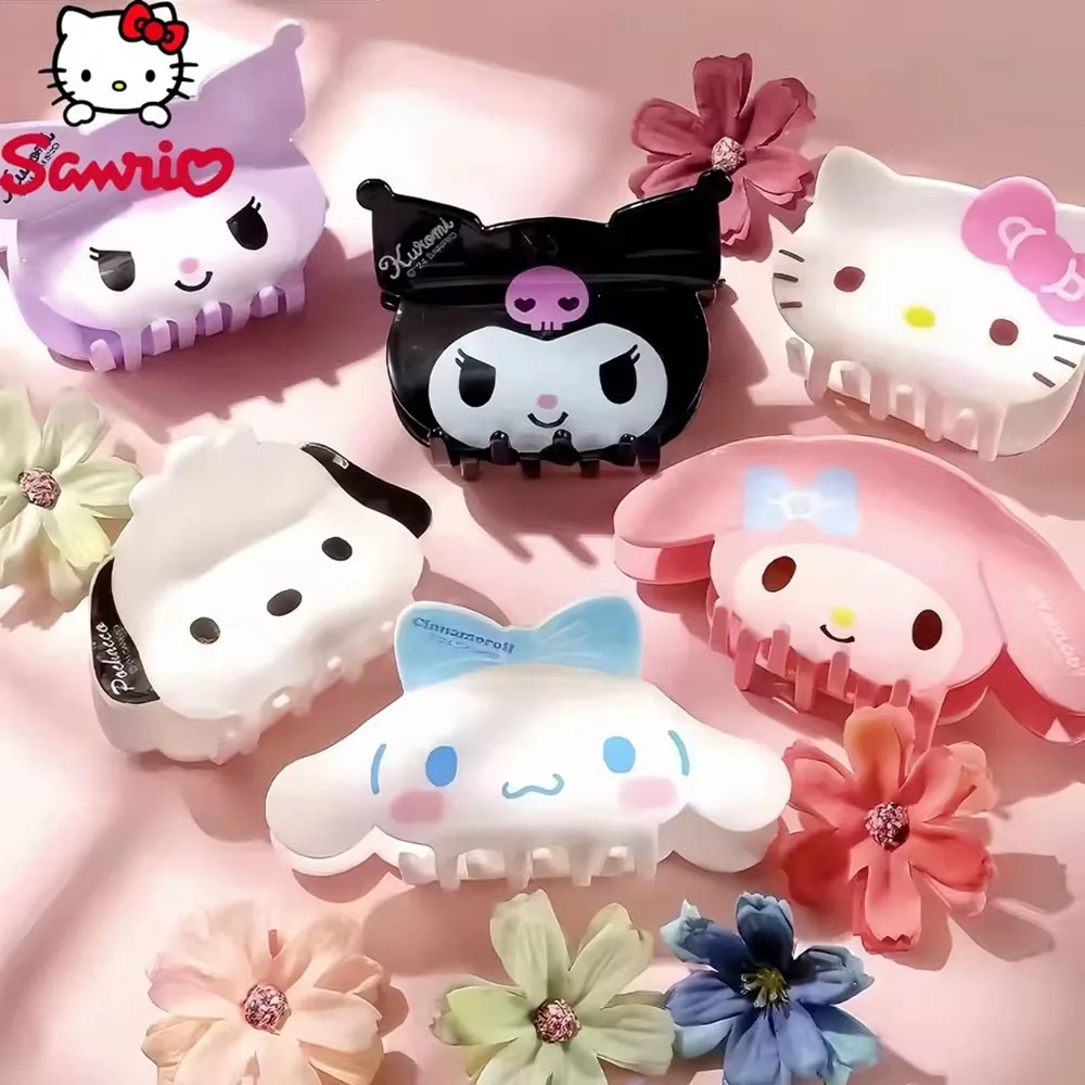 Sanrio Hello Kitty Cartoon Niedliche Haarklammern Kawaii Tier-Haarklauen Süße Rosa Haarklammern Damen-Haarspangen Accessoires