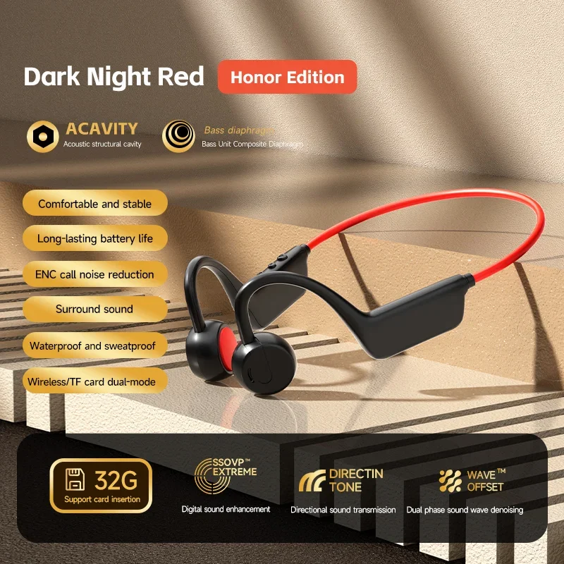 Lenovo Knochenleitungs-Headset, kabelloser Sportkopfhörer zum Schwimmen, IPX8, Bluetooth 5.4, mit Mikrofon, wasserdicht, für Fitness, Neu