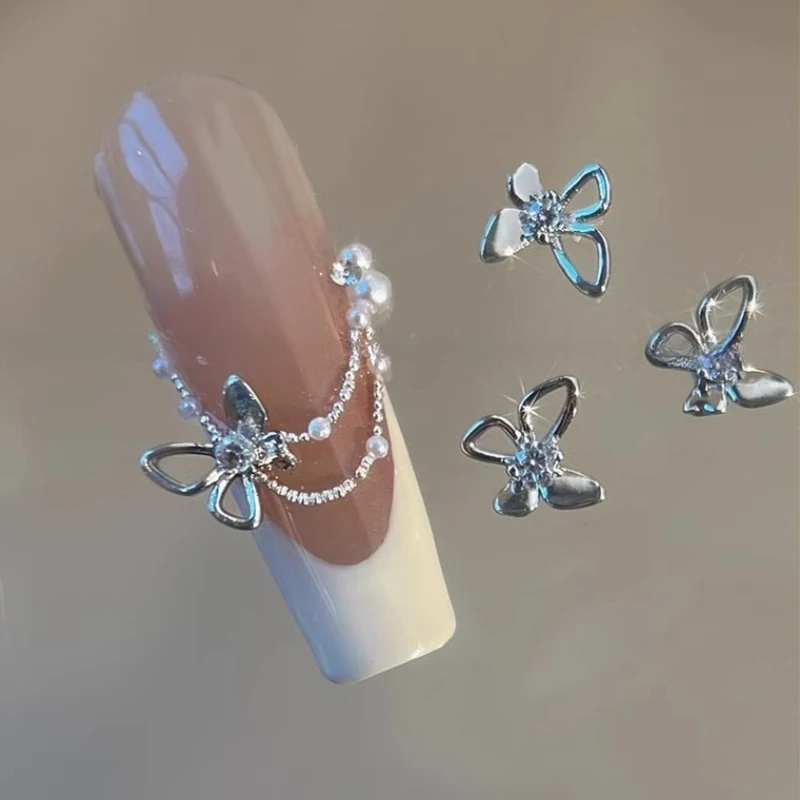 2PCS 3D Butterfly Nail Accessories Zircon Sparkling Diamond Mini Embellishment Nail Decoration Nail Butterfly Drill