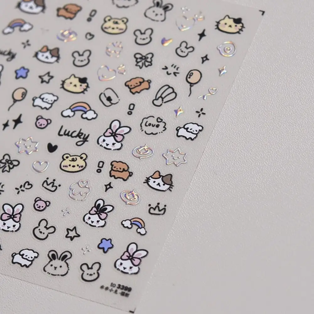 Cute Cartoon Nail Sticker Soft Embossed Self Adhesive Cartoon Stickers Multifunction Nail Art Decoration 3D Manicure Decals