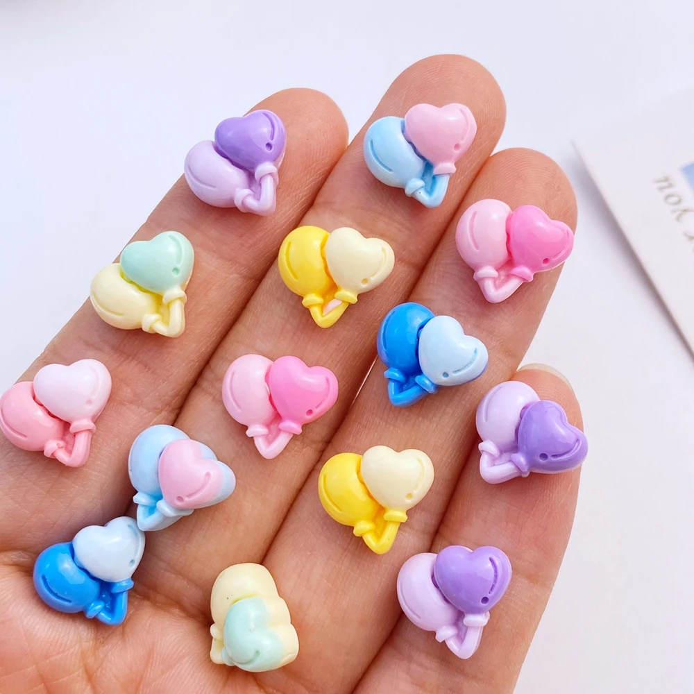 30 Stück neue süße Harz 10*12mm herzförmige Ballon flache Rückseite Ornament Schmuck machen Maniküre Haar bekleidung Zubehör