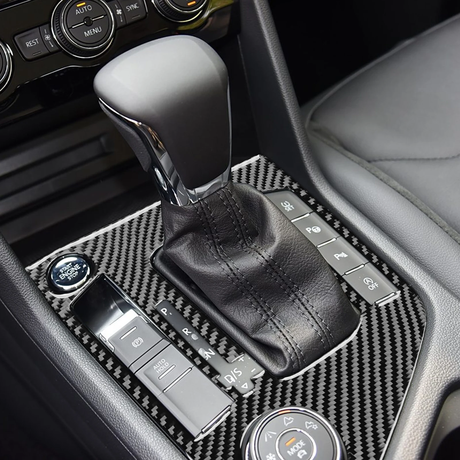 Carbon Fiber Car Accessories Center Console Gear Shift Modified Interior Trim Cover Sticker For Volkswagen Tiguan L 2019—2021 - view 3