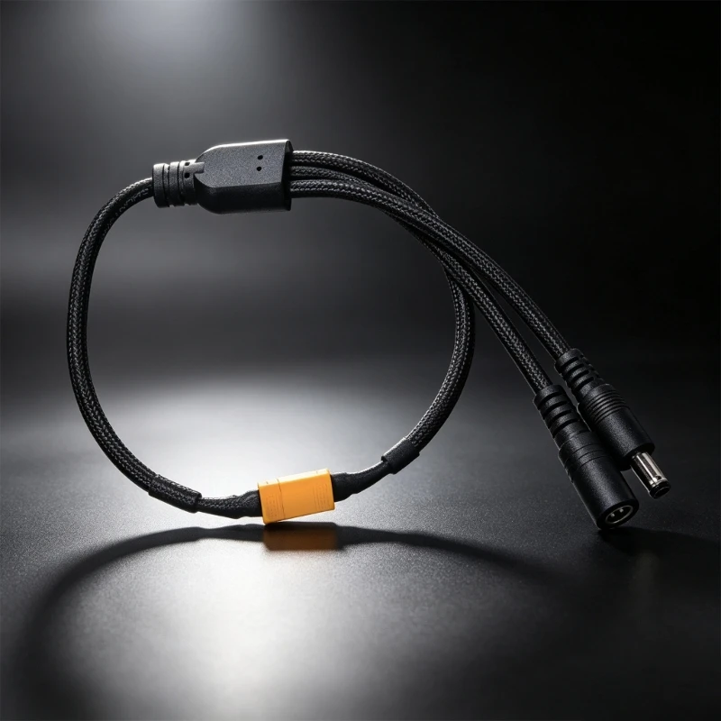 3 in 1 Short XT30 Charging Cable with 5.5x2.1mm Power Ends for Daily Use