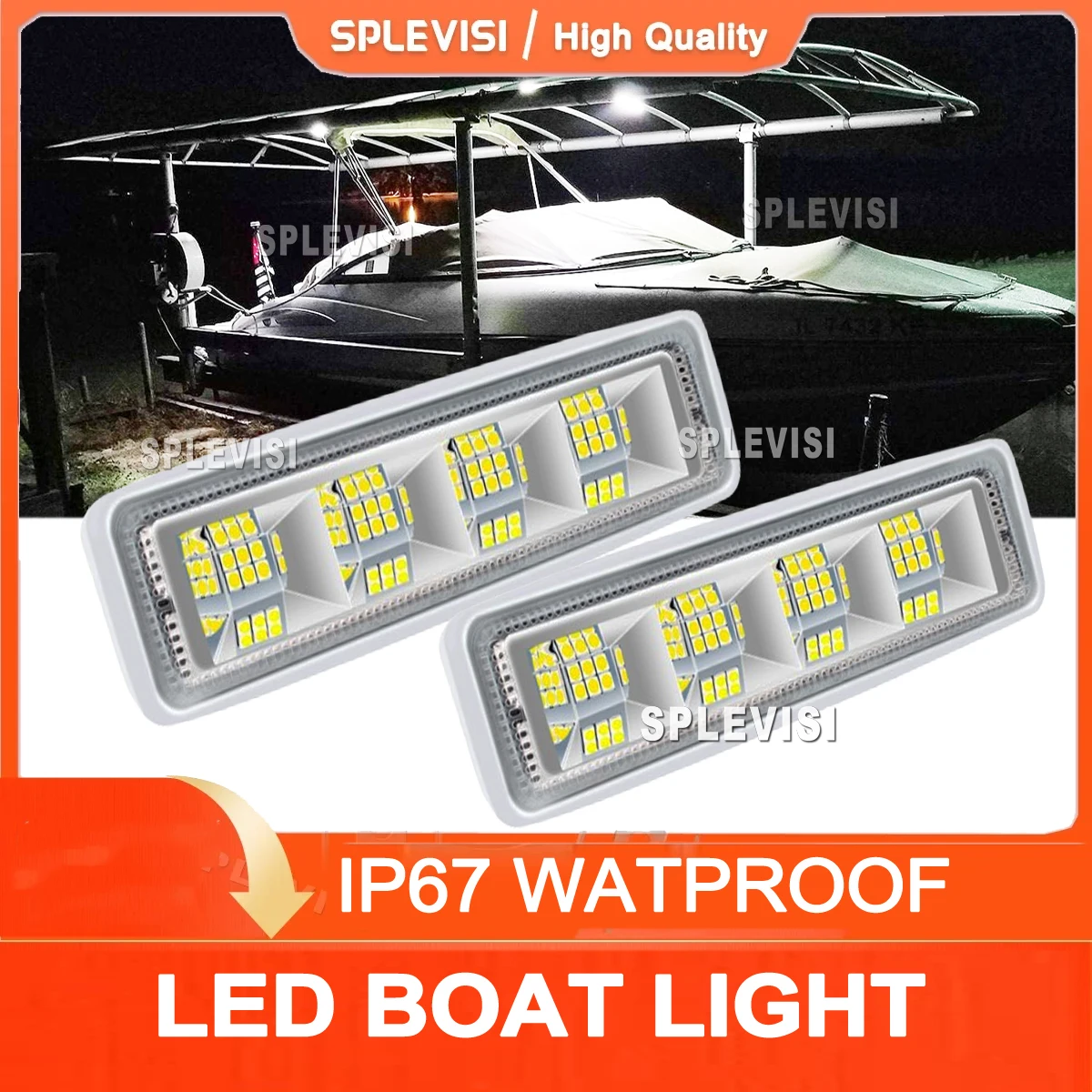 

2x 12/24 V 6 inch Waterproof Led Boat Spotlights Deck/Dock Marine Lights for Cruise Ships Yachts Boats Sailboat Pontoon Transom