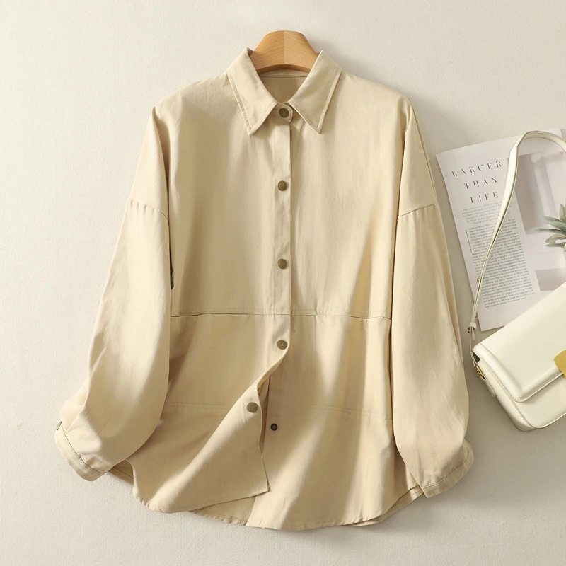 

Loose Casual irt Coat Women's plus Size Long Sve Korean Sle Open Cardigan Top Spring Autumn Seasonal Faion Outerwear