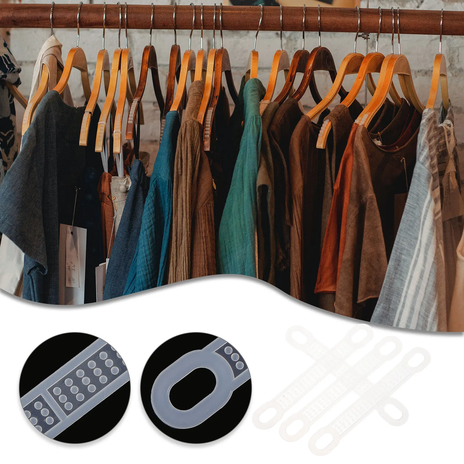 

50 Pcs Anti-slip Hanger Clip Clothes Clips Clothing Grips Hanging Rack Strips Hangers Silicone Coat