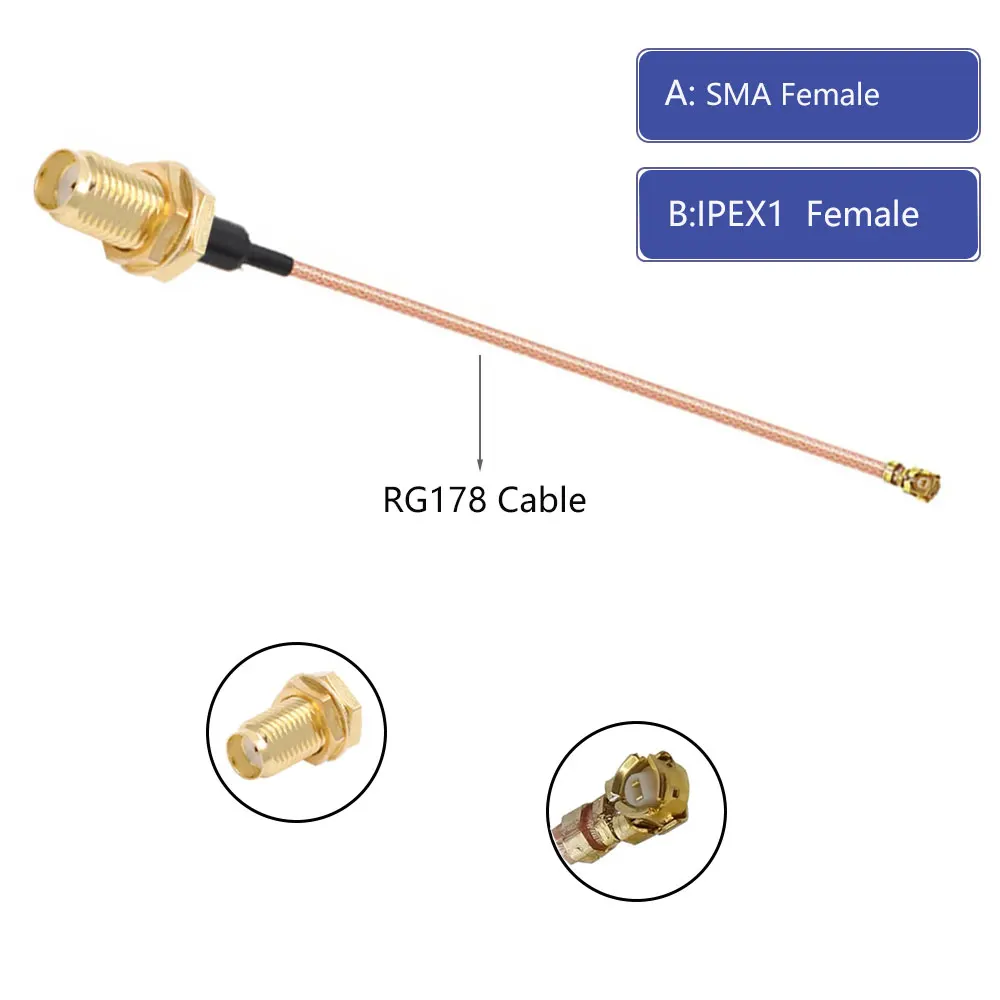 1pcs  SMA to IPEX RG178 Cable SMA Male to u.FL IPX IPEX-1 Female Adapter RF Coaxial Pigtail WIFI Antenna Extension Cable