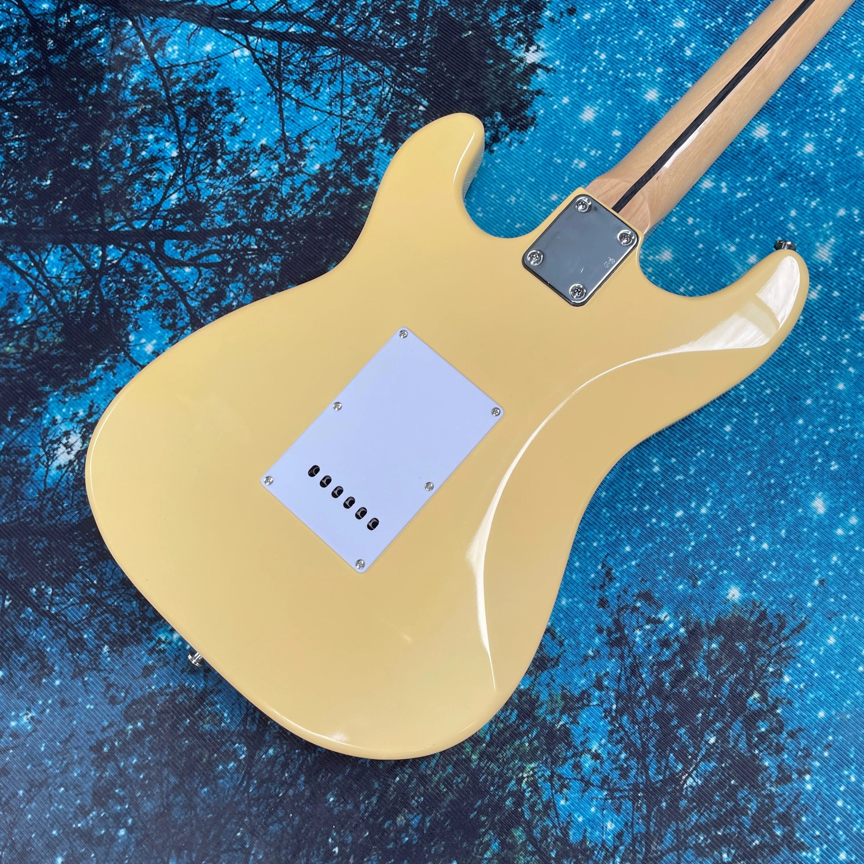 Bright yellow electric guitar, maple fingerboard guitars, (SSS) pickup electric guitarra view 6