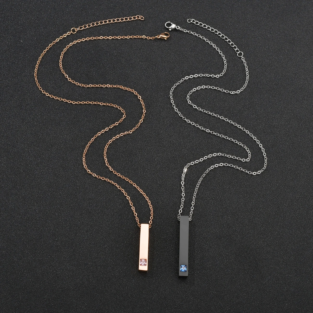 Multiple Styles 4 Sides Blank Square Bar Necklace For Men High Quality Stainless Steel To Record Pendant Jewelry Gifts Wholesale
