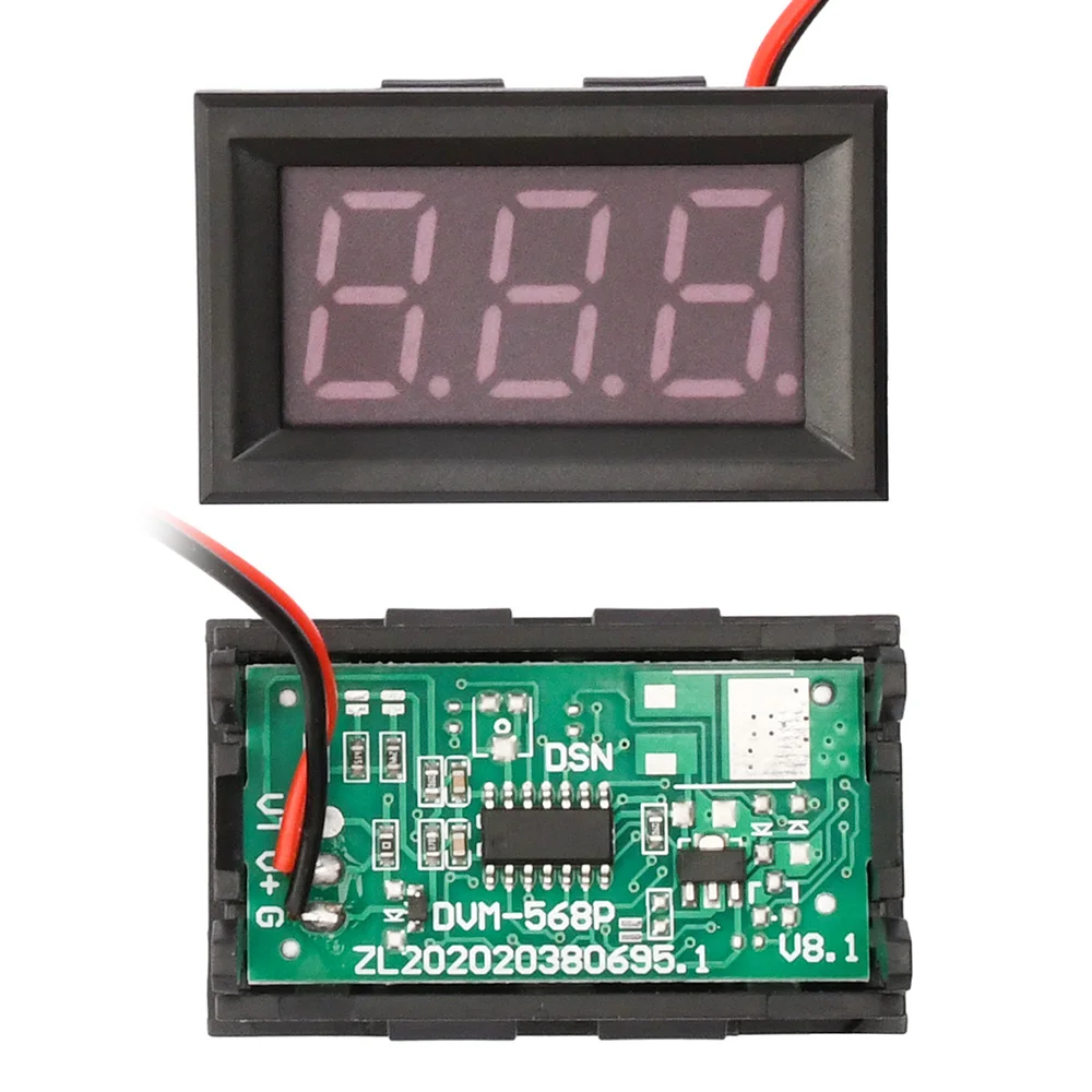 0.56 cali diod LED woltomierz cyfrowy 3-przewodowy 4.5V-30V miernik napięcia akumulatora wyświetlacz pojedynczy kolor dla monitora bateria