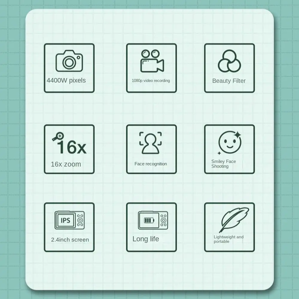 Câmera vlogging 4k hd câmera digital 1080p 16x zoom câmera fotográfica 44mp 2.4 Polegada crianças filmadora adultos