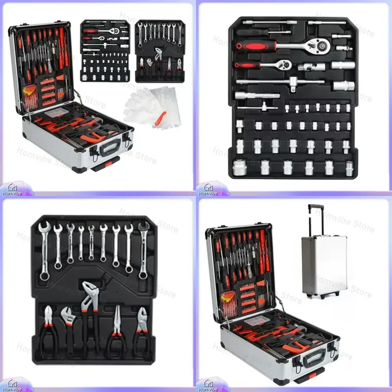 

499PCS Professional Auto Repair Tool Set Household DIY Tool Kit with Silver Aluminum Storage Case for Mechanics and Home Use