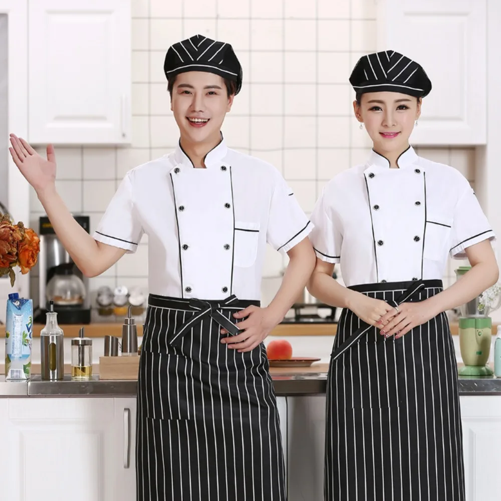 

Летняя рубашка повара с коротким рукавом, рабочая одежда для кухни, для мужчин и женщин, для пекарни, детского сада, приготовления пищи