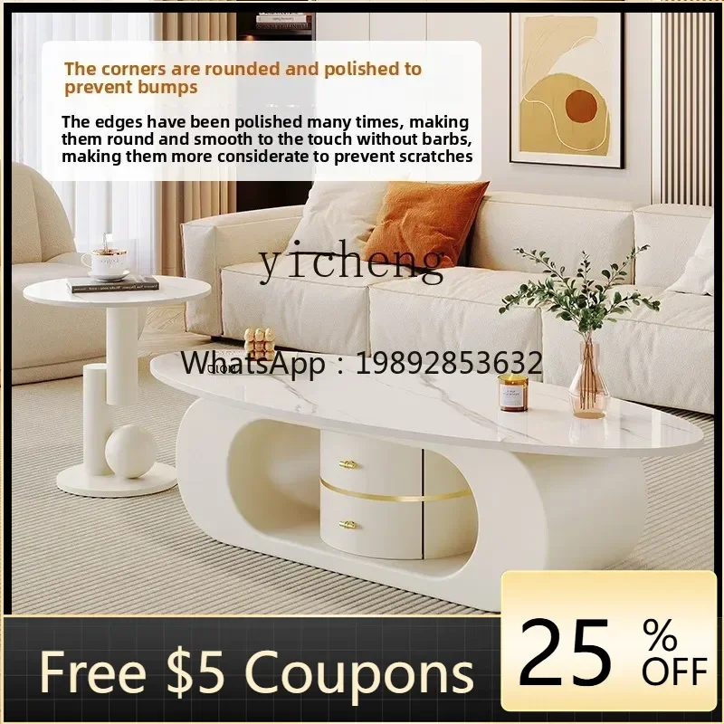 

NN cream wind rock board coffee table living room creative light luxury high sense home TV cabinet