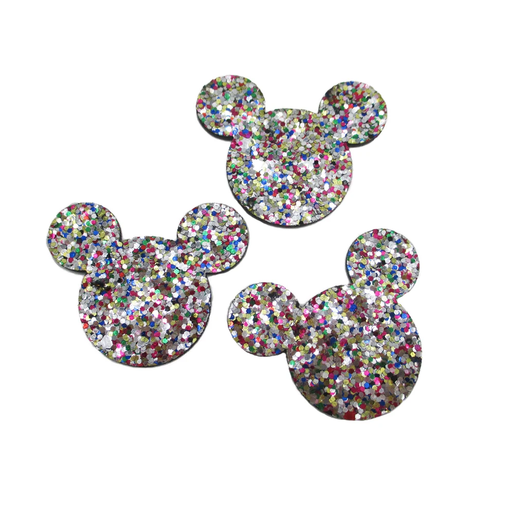 Disney Mickey Head 5pcs/lot Planar Resin Flatback Glitter Acrylic Craft Supplies Cabochon Scrapbook DIY Hair Bow Bag Material