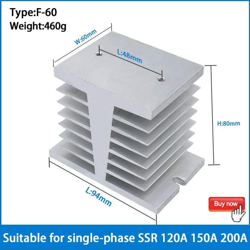 LCTC Radiator For SSR 120A 150A 200A Single Phase Solid State Relay With Heat Sink F-60 Aluminium Radiator