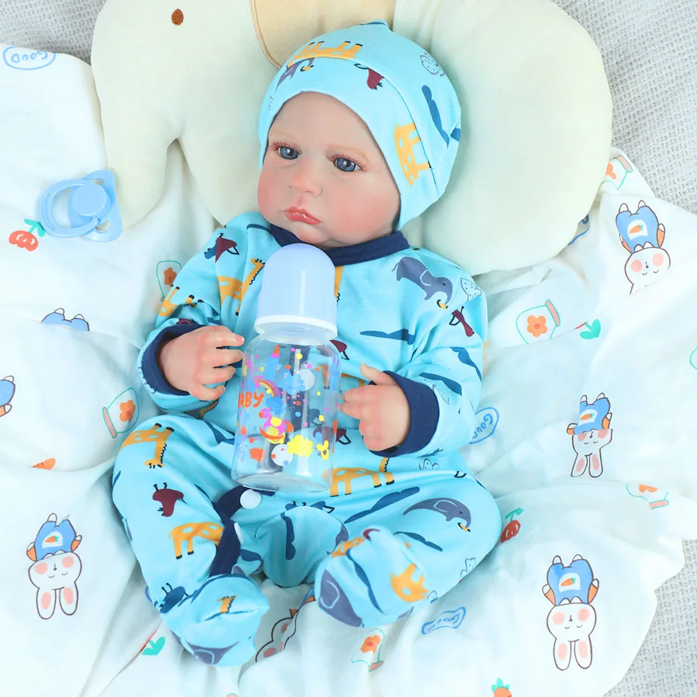 Bonecas reborn realistas de 18 polegadas, corpo de vinil macio completo com cabelo pintado à mão, pele 3d, veias visíveis para presentes de aniversário de crianças