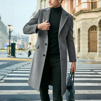 ฤดูใบไม้ร่วงและฤดูหนาวยาวธุรกิจ Casual WARM Tweed Coat
