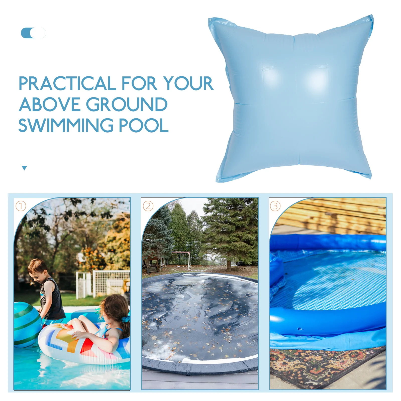 

Inflatable Swimming Pillow 120x120cm Blue Pool Pillows For Winter Pool Cover PVC Winter Air Pillows for Above Ground Pools Cover