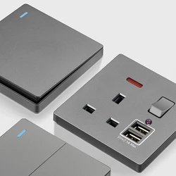 Grey UK USB Plug type c 18W Fast Charging Wall Socket, Universal 3.1A USB C socket, Water heater electrical light switch panel